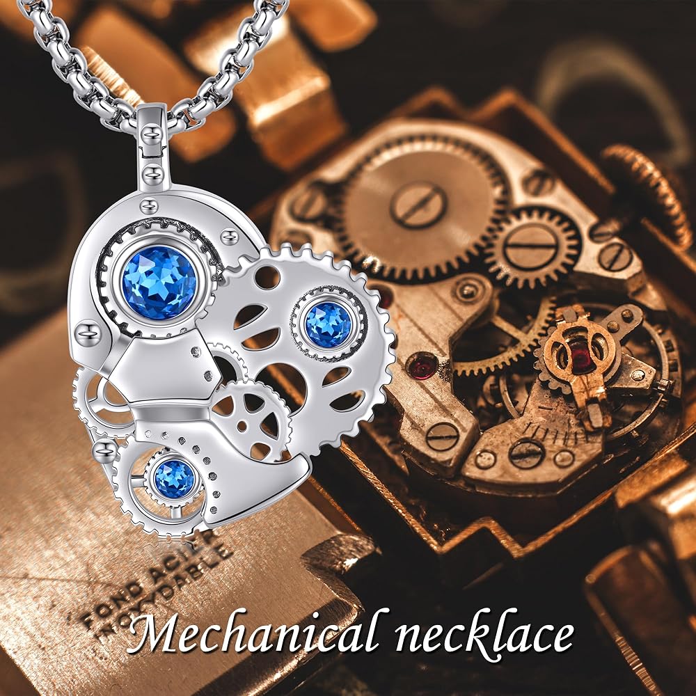 URONE Steampunk Heart Necklace 925 Sterling Silver